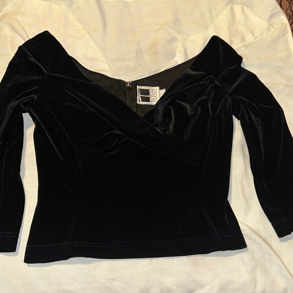 Tadashi Shoji Black Velvet Blouse